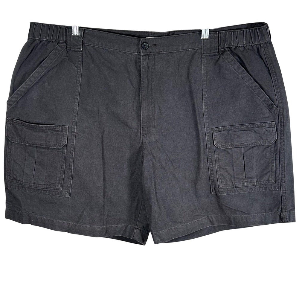 Savane Mens Cargo Shorts Dark Gray Cotton Canvas Elastic Waist Size 44